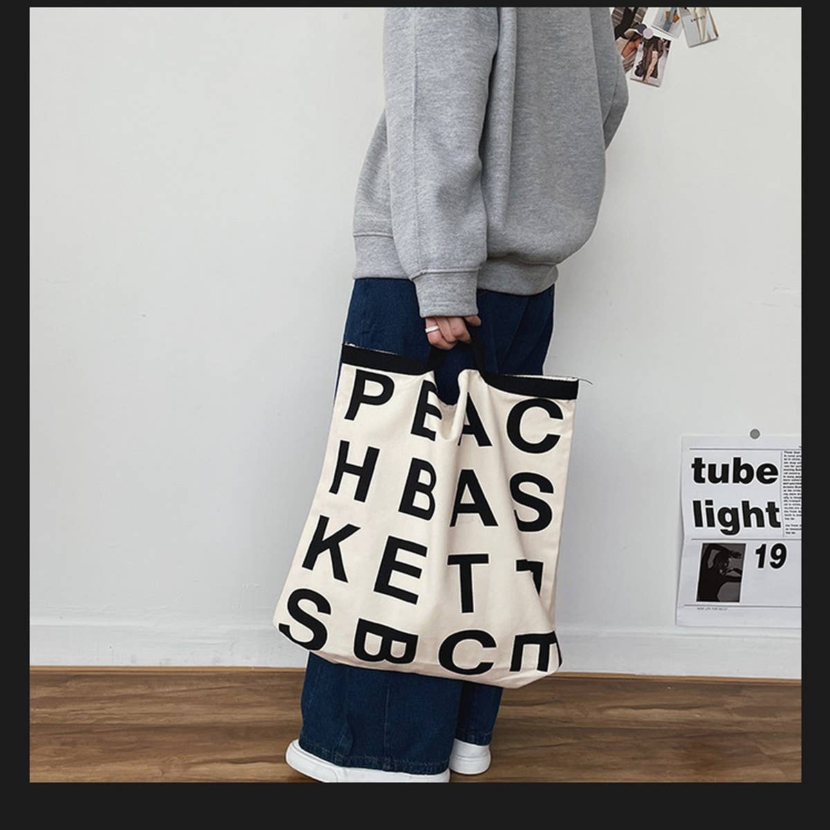 LETTER EMBROIDERED LARGE CAPACITY CANVAS TOTE BAG_CWAB1682