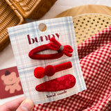 Red Bow Fabric Hair Clip Set For Kids_Cwaha08386