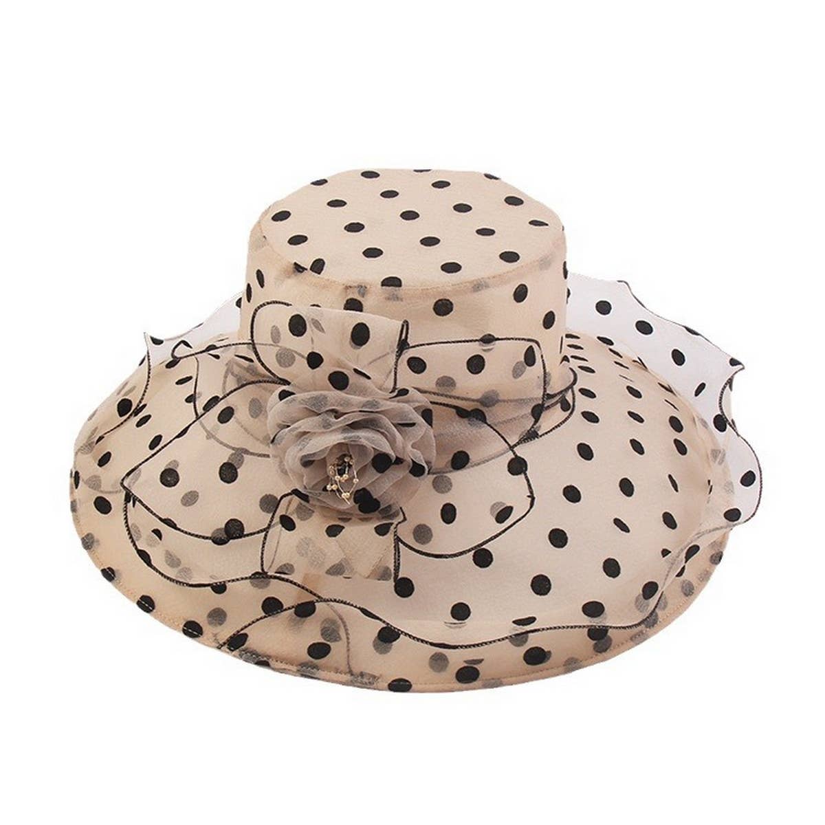 Women Mesh Wavy Edge Beach Sun Hat_Cwah1209