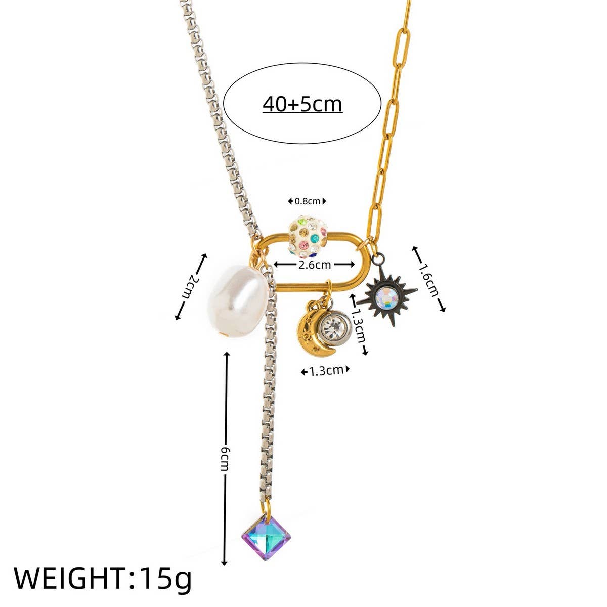 Womens Creative Star And Moon Stitching Necklace_Cwmm5698