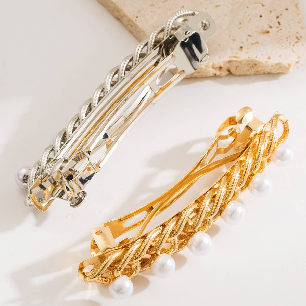 PEARL BOW SPRING HAIR CLIP SWEET ELEGANT_CWAHA6175