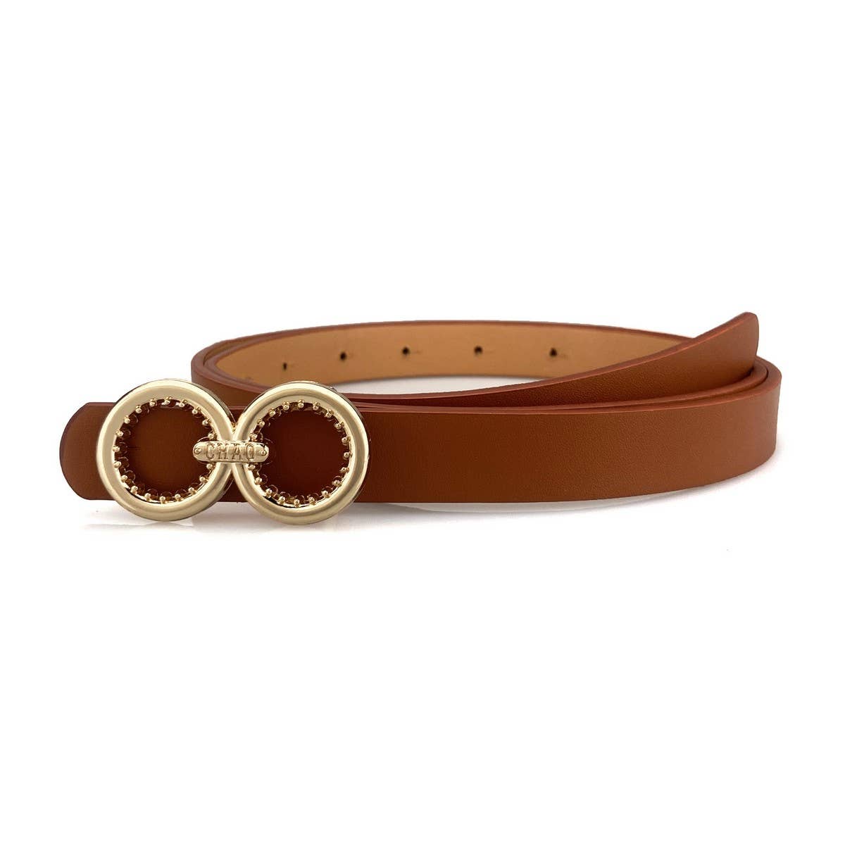 DOUBLE ROUND BUCKLE VERSATILE WOMENS THIN BELT_CWABE0693