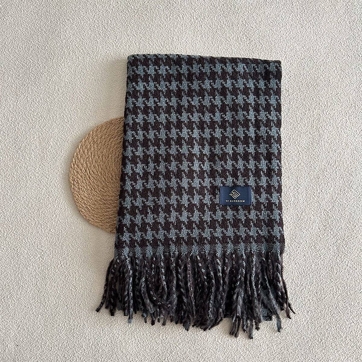 REVERSIBLE HOUNDSTOOTH SCARF SOFT WINTER WRAP_CWASC2330
