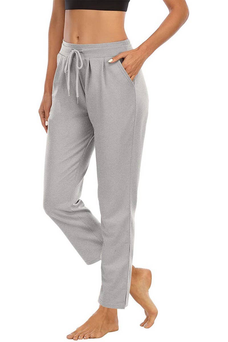 Solid Pocket High Waist Casual Pants_Cwblp0382