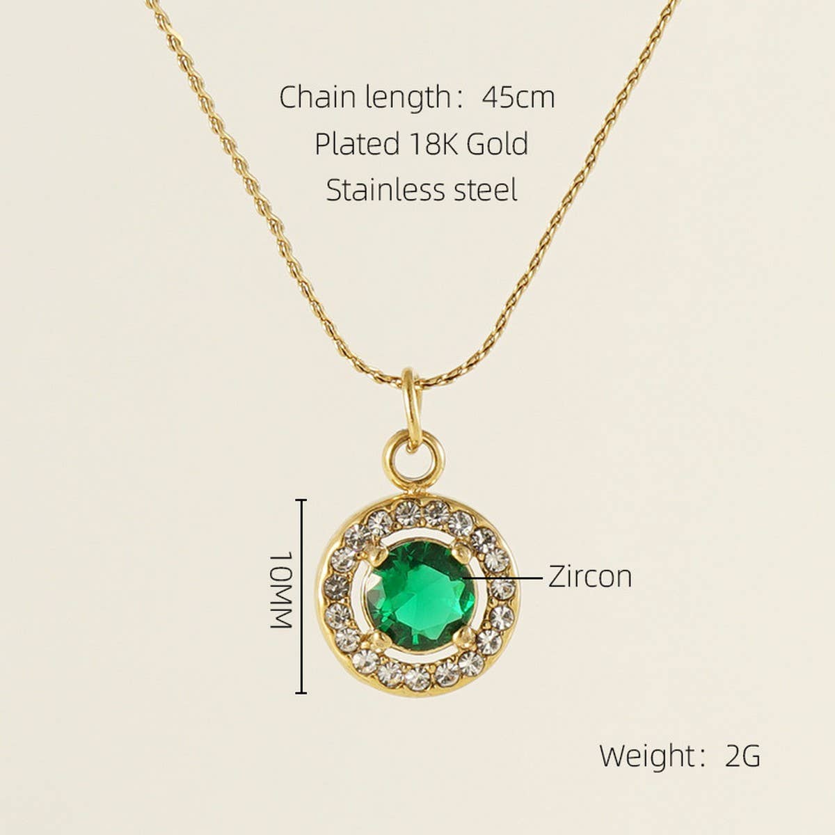 STAINLESS STEEL ZIRCON HEART PENDANT NECKLACE_CWAJE0682