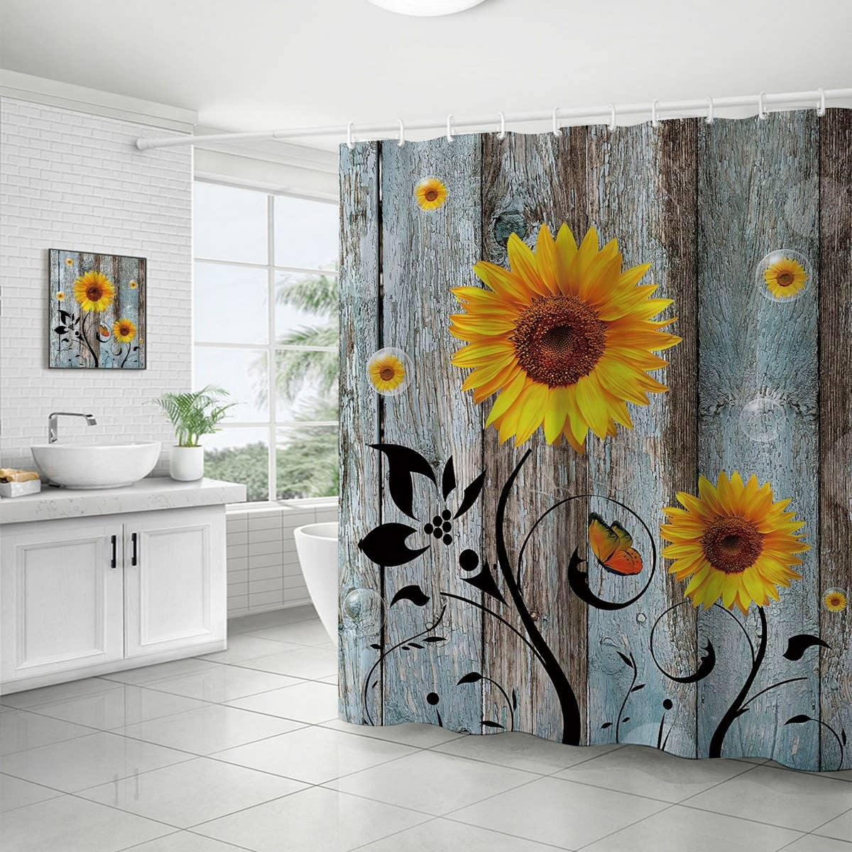 FLOWER WATERPROOF BATHROOM SHOWER CURTAIN_CWMM1798
