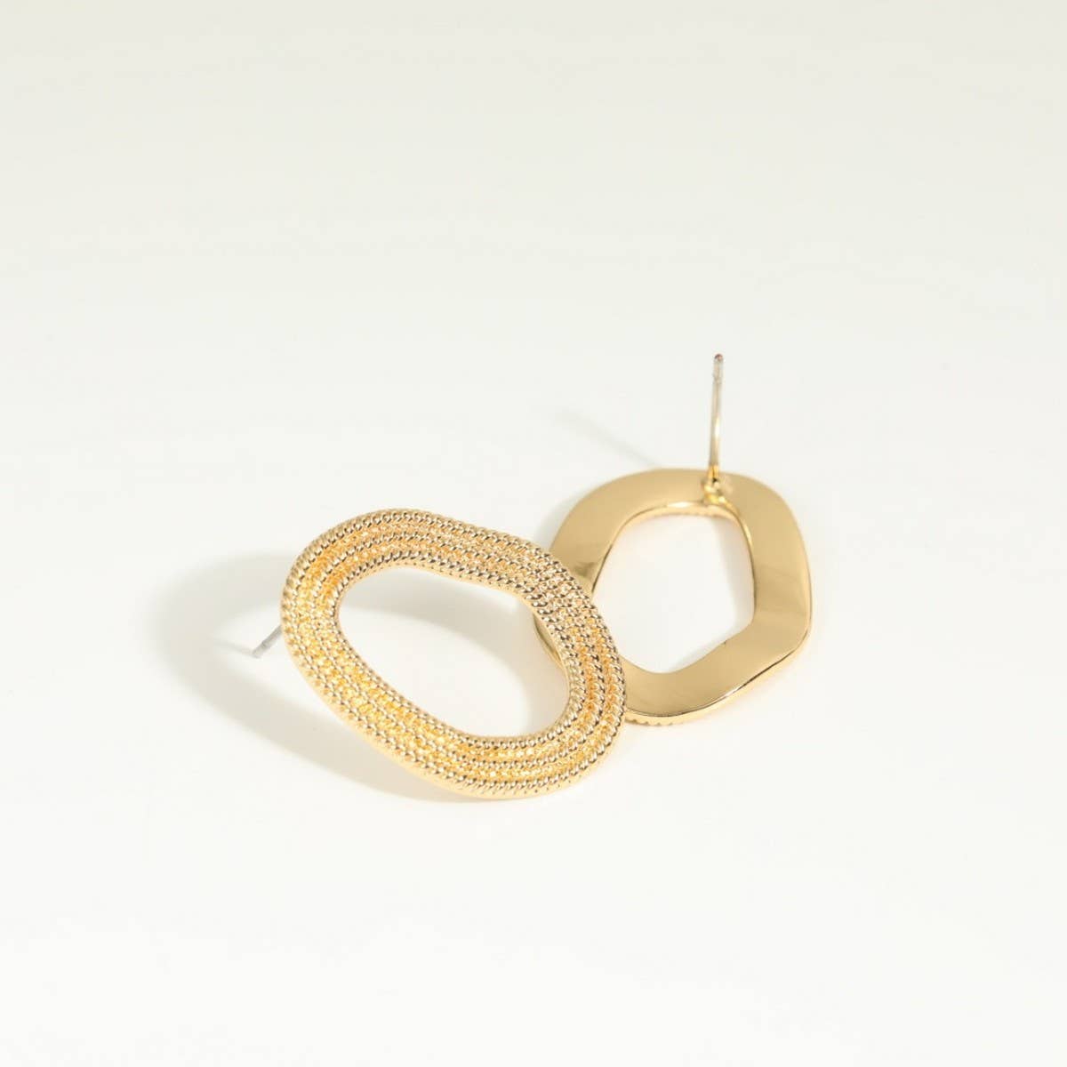 Unique Copper Circle Chain Hoop Stud Earrings