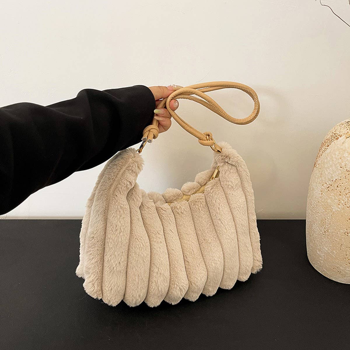 Winter Leopard Print Fashion Shoulder Plush Bag_Cwab3931