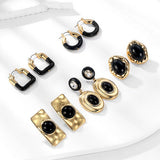 NEW FASHION TEMPERAMENT BLACK AND GOLD EARRINGS_CWAJE2854