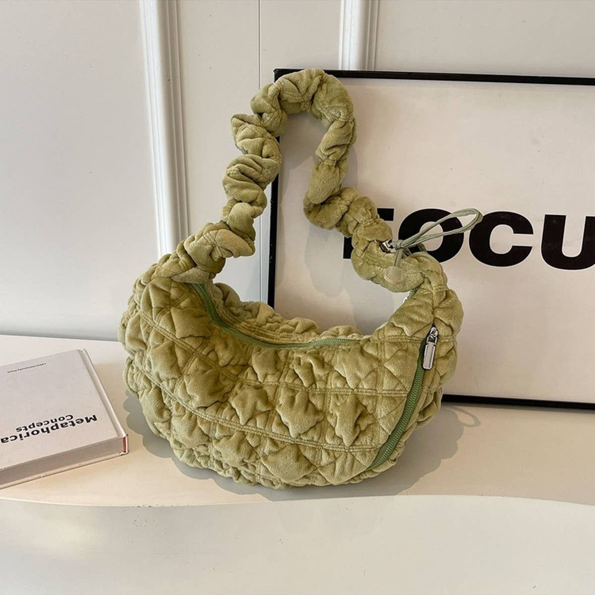 PLUSH VELVET CLOUD BAG WOMEN LARGE SHOULDER TOTE_CUAB00563