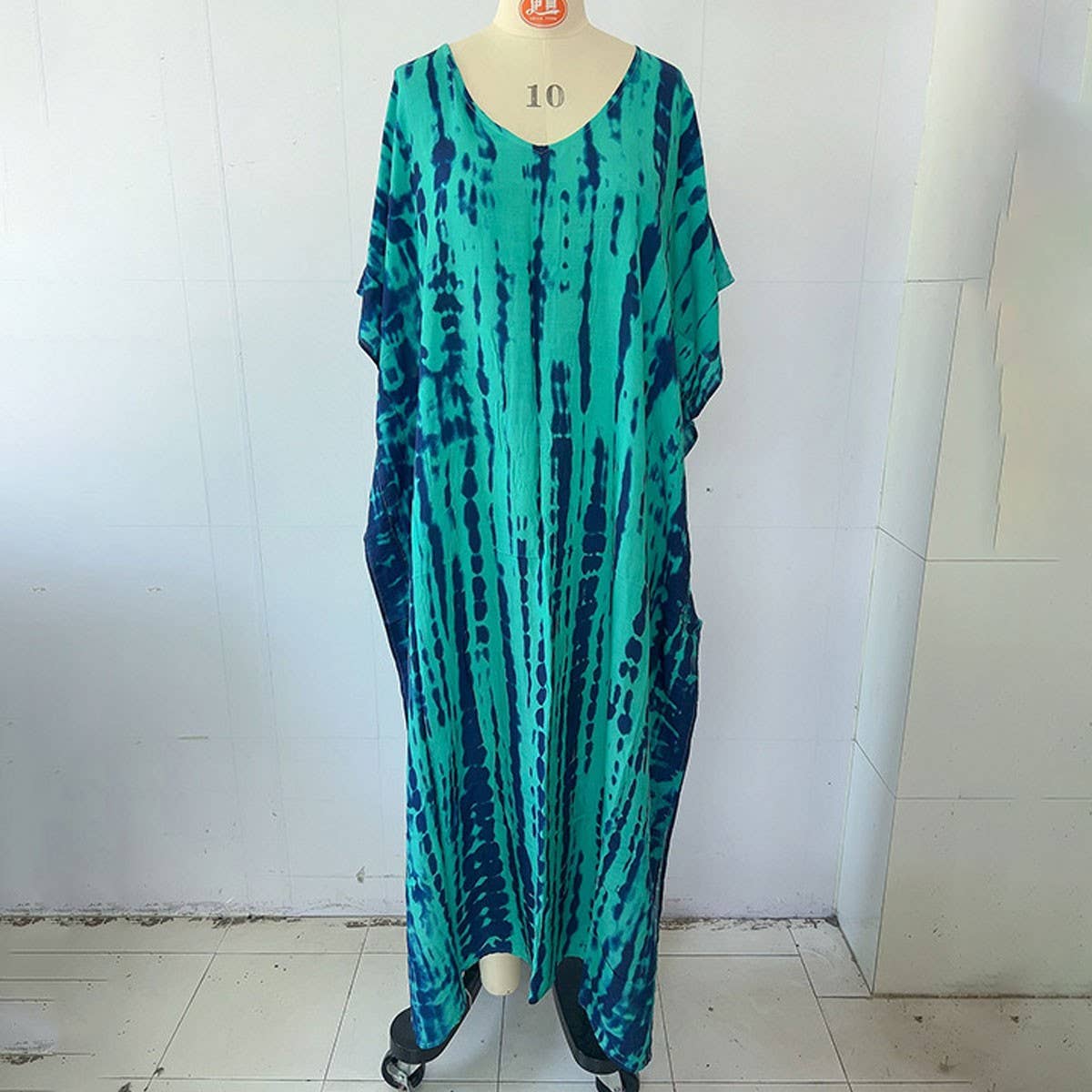 Tie-Dye Cotton Blend Beach Cover-Up Robe_Cwmm6142