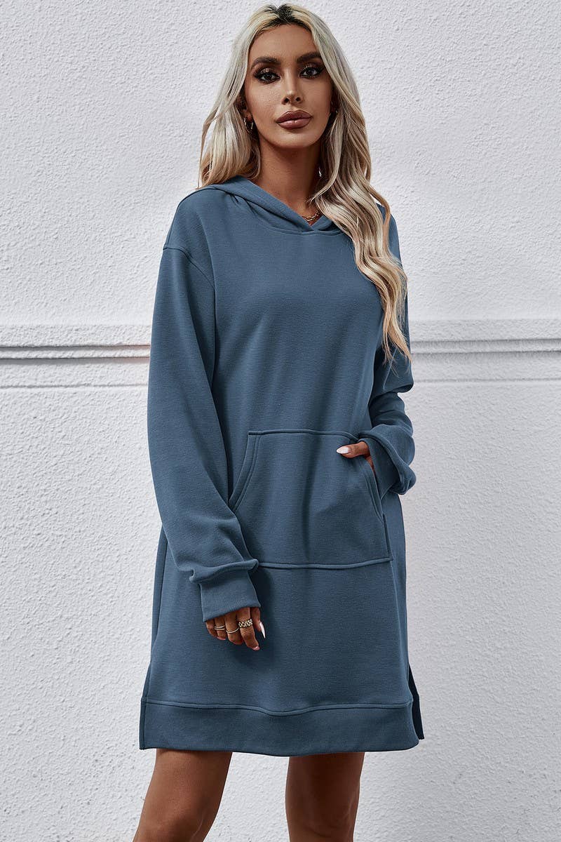 Split Long Hoodie Dress_Cwdsd2041