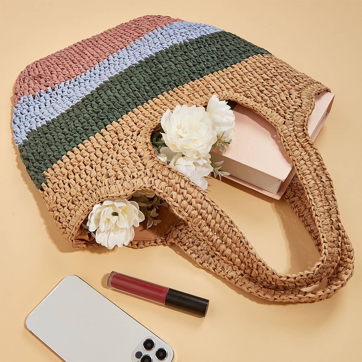 Women Straw Bags Summer Beach Large Tote Bag_Cwab0818