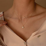 DOUBLE STAR ZIRCONIA STACKING NECKLACE_CWMM5551
