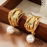 Wrapped Geometric Titanium Earrings_Cwmm3604