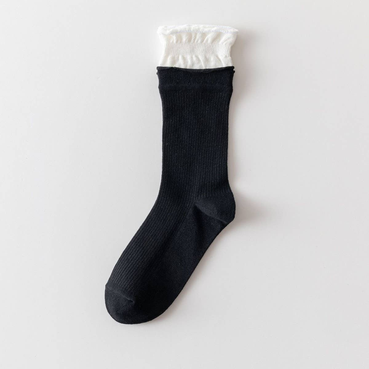 Women'S Contrast Color Curled Cotton Socks_Cwms1372
