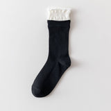 Women'S Contrast Color Curled Cotton Socks_Cwms1372