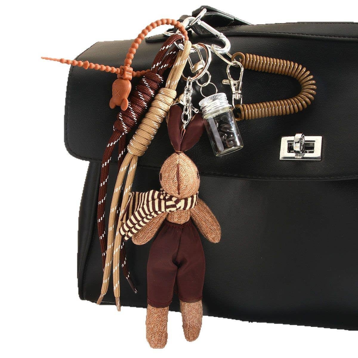PLUSH RABBIT WITH SCARF COFFEE BEAN KEYCHAIN_CWMM7752
