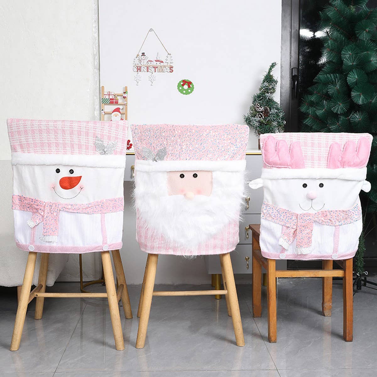 CHRISTMAS CHAIR COVER PINK STOOL COVER DECORATION_CWMM2765