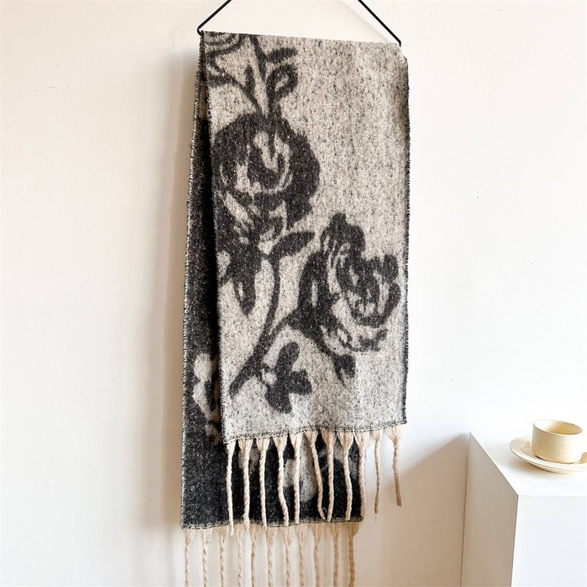 ROSE TASSEL SCARF COLORBLOCK LONG WINTER WRAP_CWASC0986