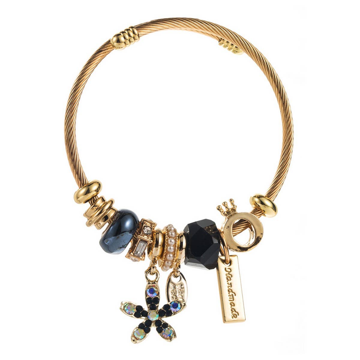 GOLD STAINLESS STEEL BRACELET WITH FLOWER PENDANT_CWMM8587