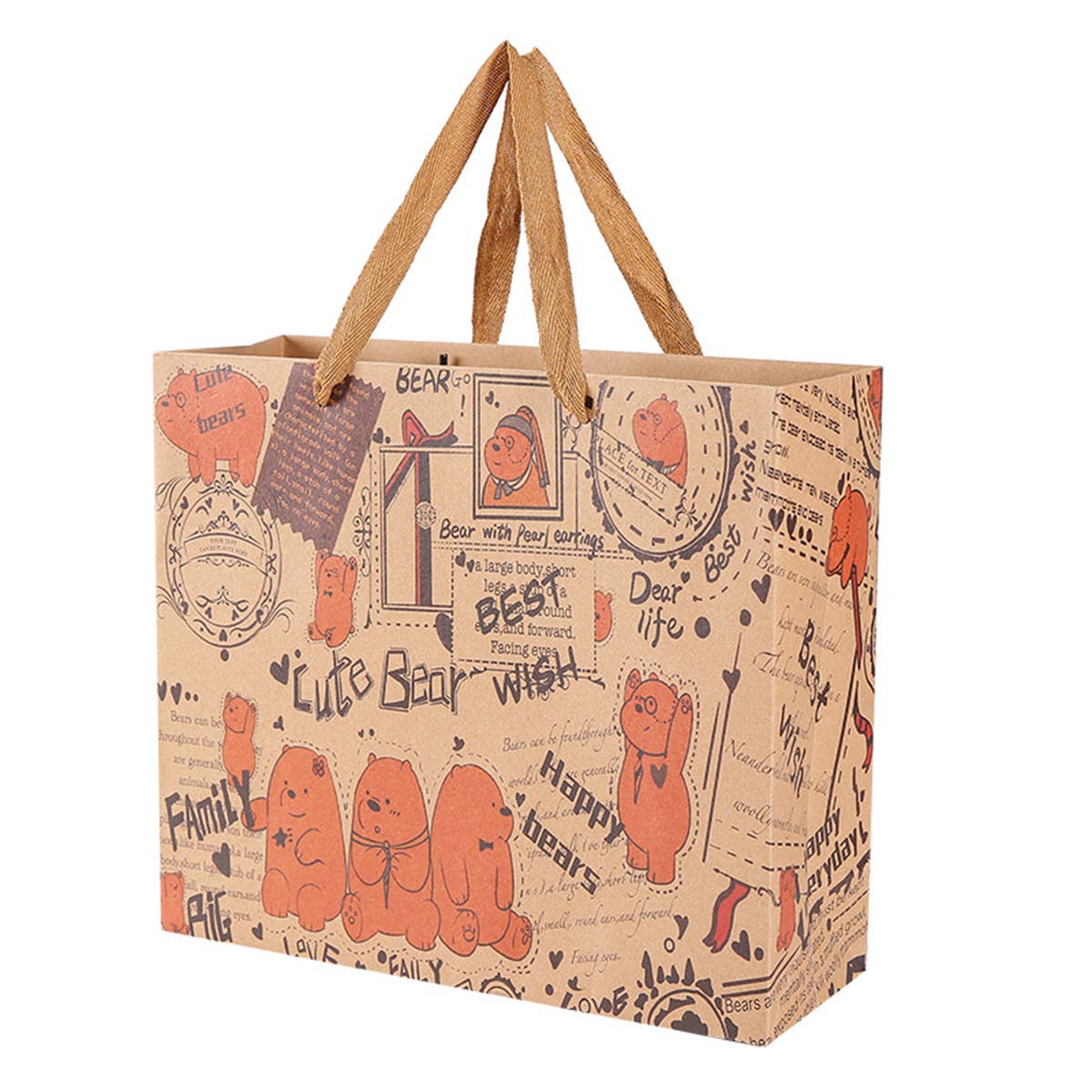 RETRO GIFT BAG CUTE BEAR PORTABLE KRAFT PAPER BAG_CWMM1031