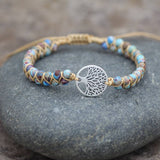 Tree Shaped Pendant Natural Stone Woven Bracelet