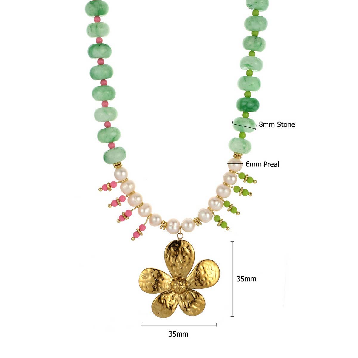 ELEGANT DYED STONE NECKLACE WITH PEARL TASSELS_CWMM8819