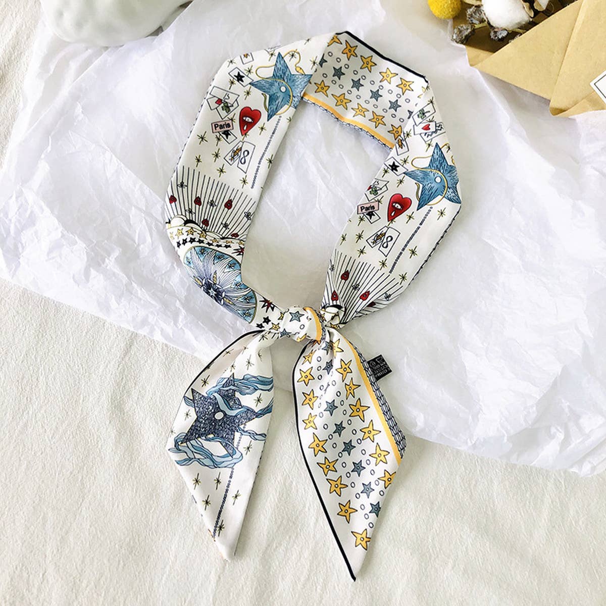 MYSTIC TAROT PATTERN LONG RIBBON NECK HAIR TIE_CWASC0745