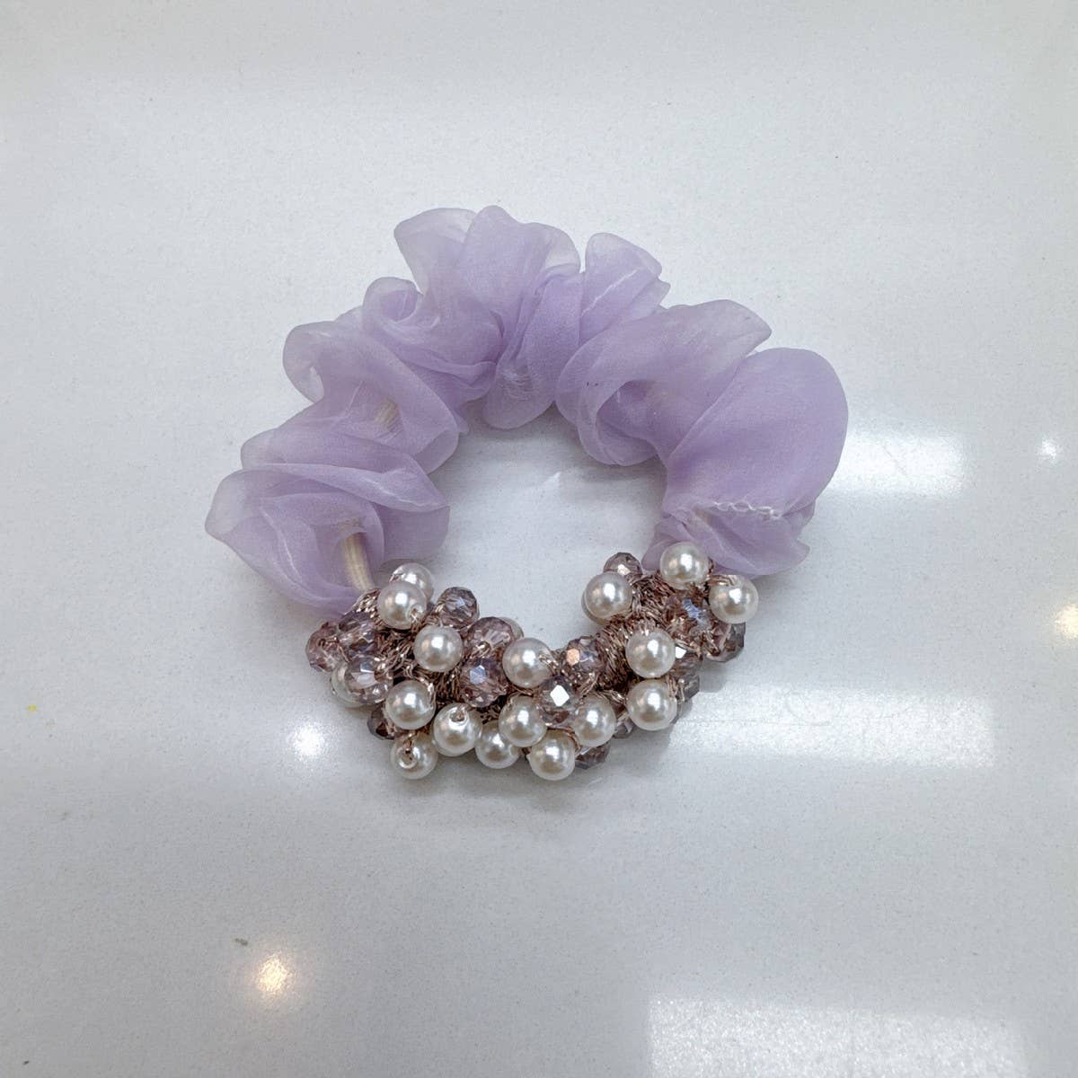 SWEET CRYSTAL PEARL SCRUNCHIE NEW SIMPLE HAIR TIE_CWAHA6773