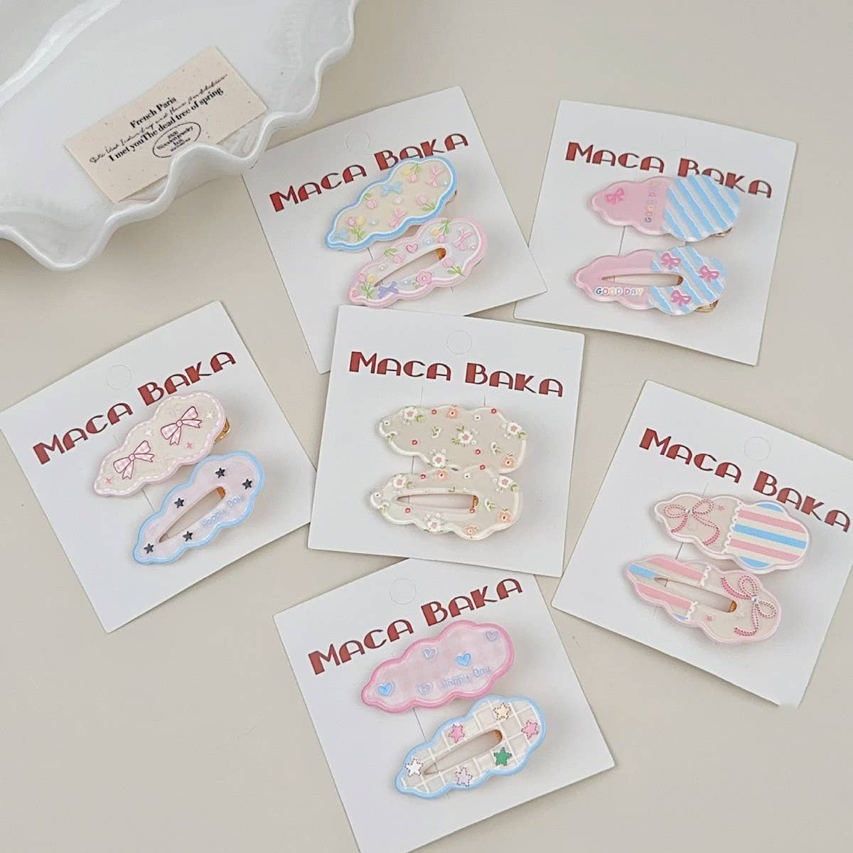 SWEET GIRL FLORAL BOW 2 PACK CLOUD HAIR CLIPS_CWAHA2267