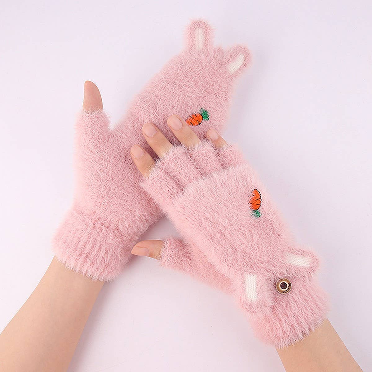 Winter Warm Flip Fingerless Gloves For Women_Cwag0243