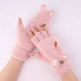 Winter Warm Flip Fingerless Gloves For Women_Cwag0243