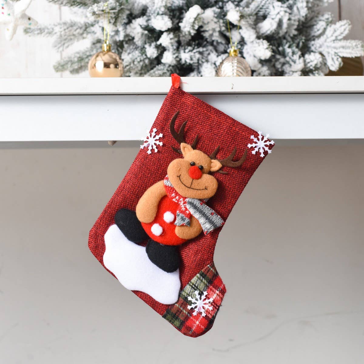 SEQUINED 3D SANTA CLAUS CHRISTMAS STOCKINGS_CWMS1422