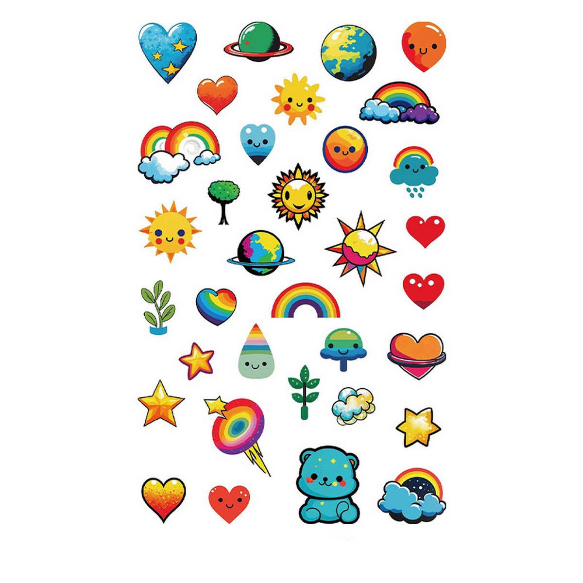 Whimsical Face Stickers Fruit Galaxy Tattoos_Cwmm8388