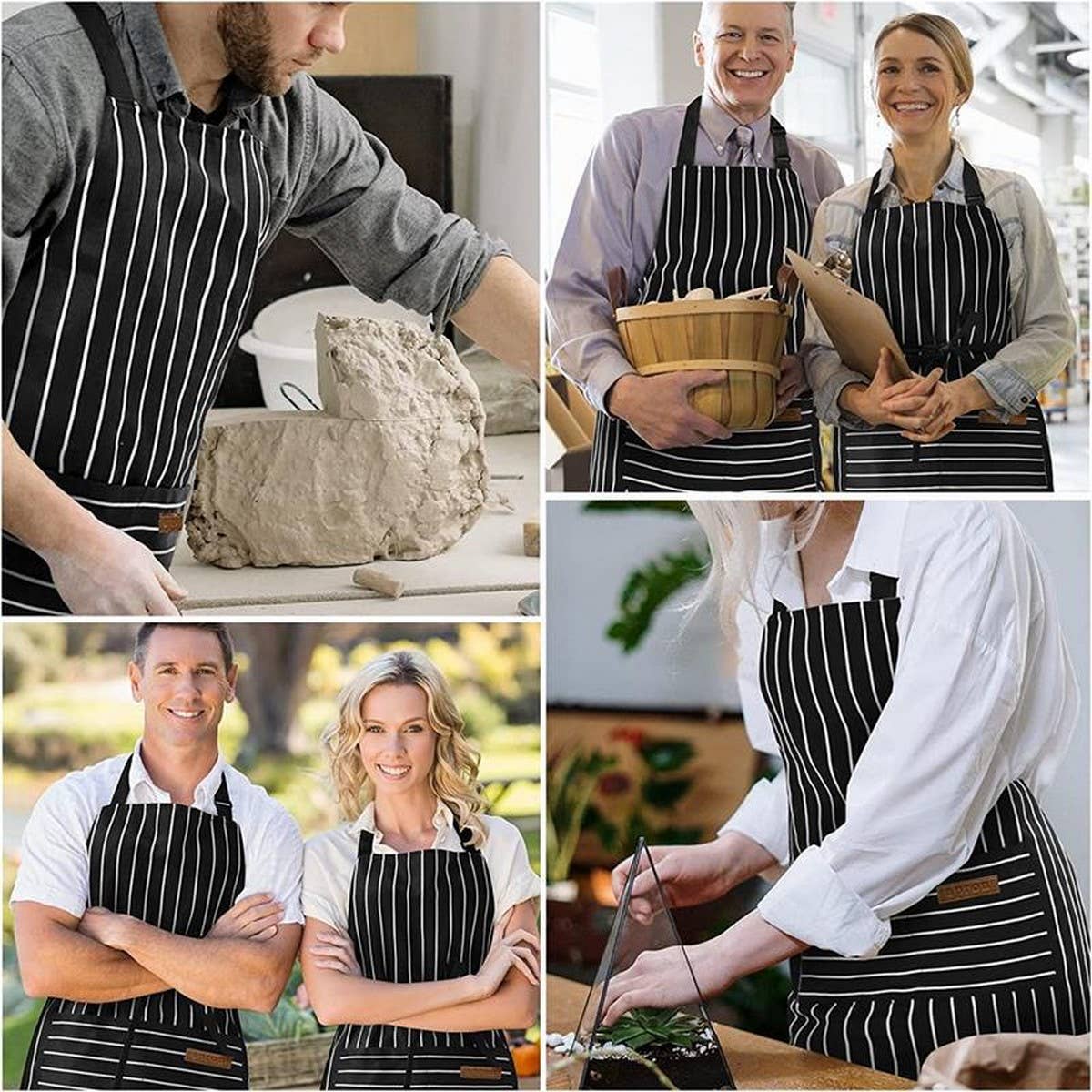 Cwmm1817_Striped Multi Purpose Apron With Pocket