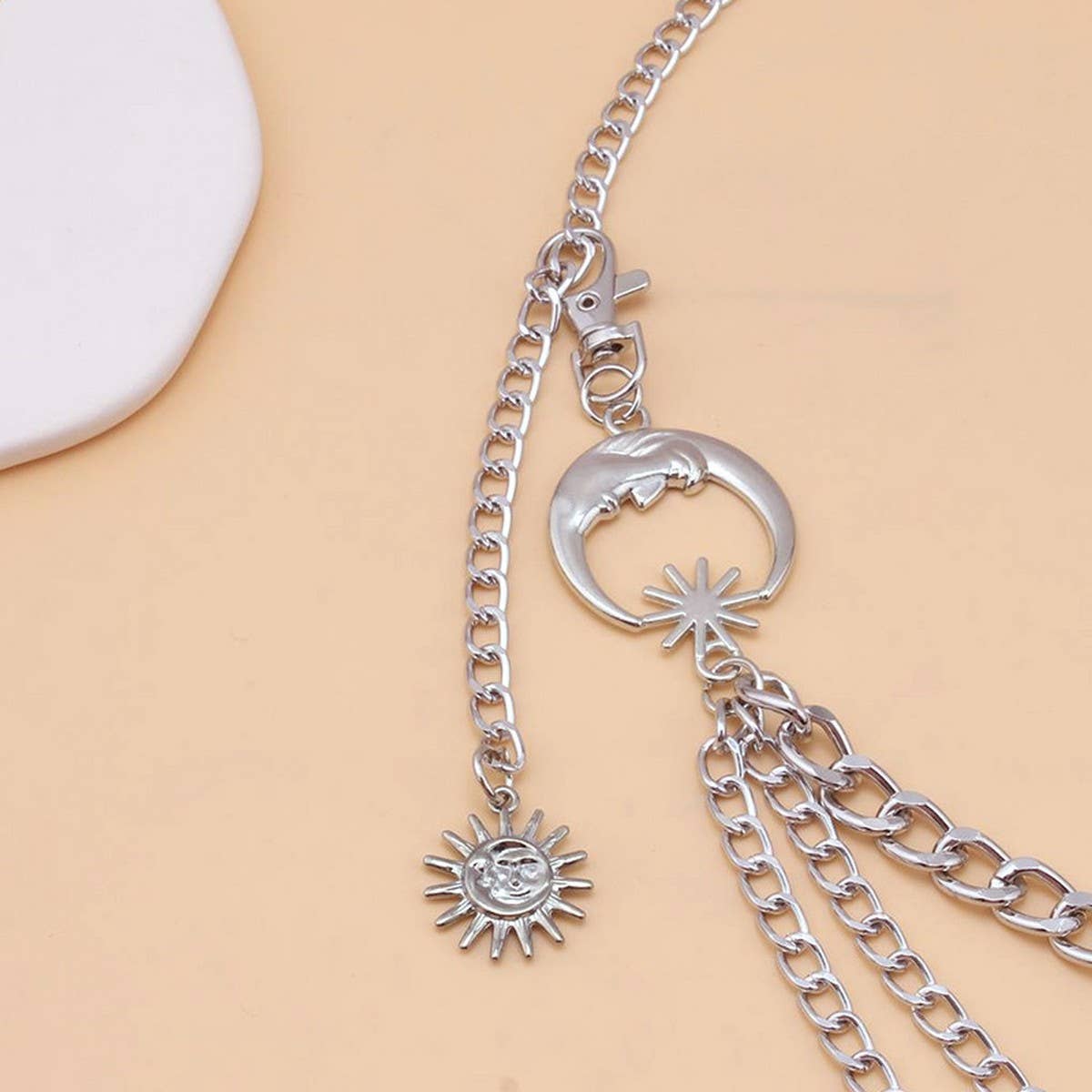 HIP HOP PUNK STYLE MOON MULTI LAYER BODY CHAIN_CWMM0656