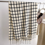 Warm Plaid Wrap Scarf With Soft Fringe Trim_Cwasc2747