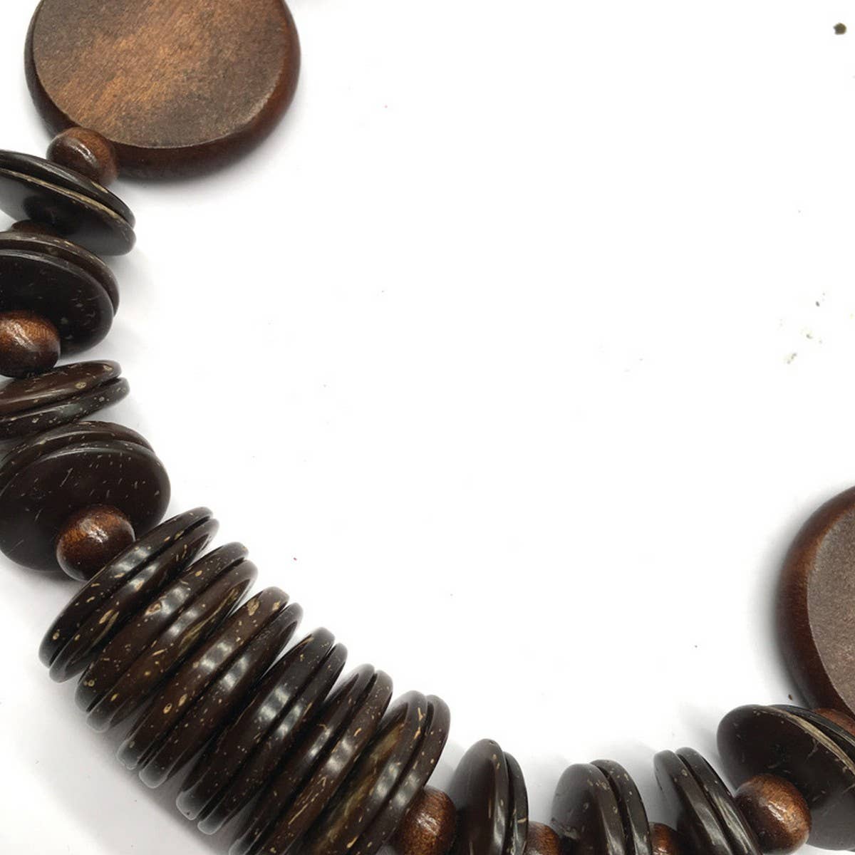 BOHEMIAN COCONUT SHELL ROUND WOOD BEAD NECKLACE_CWMM4845