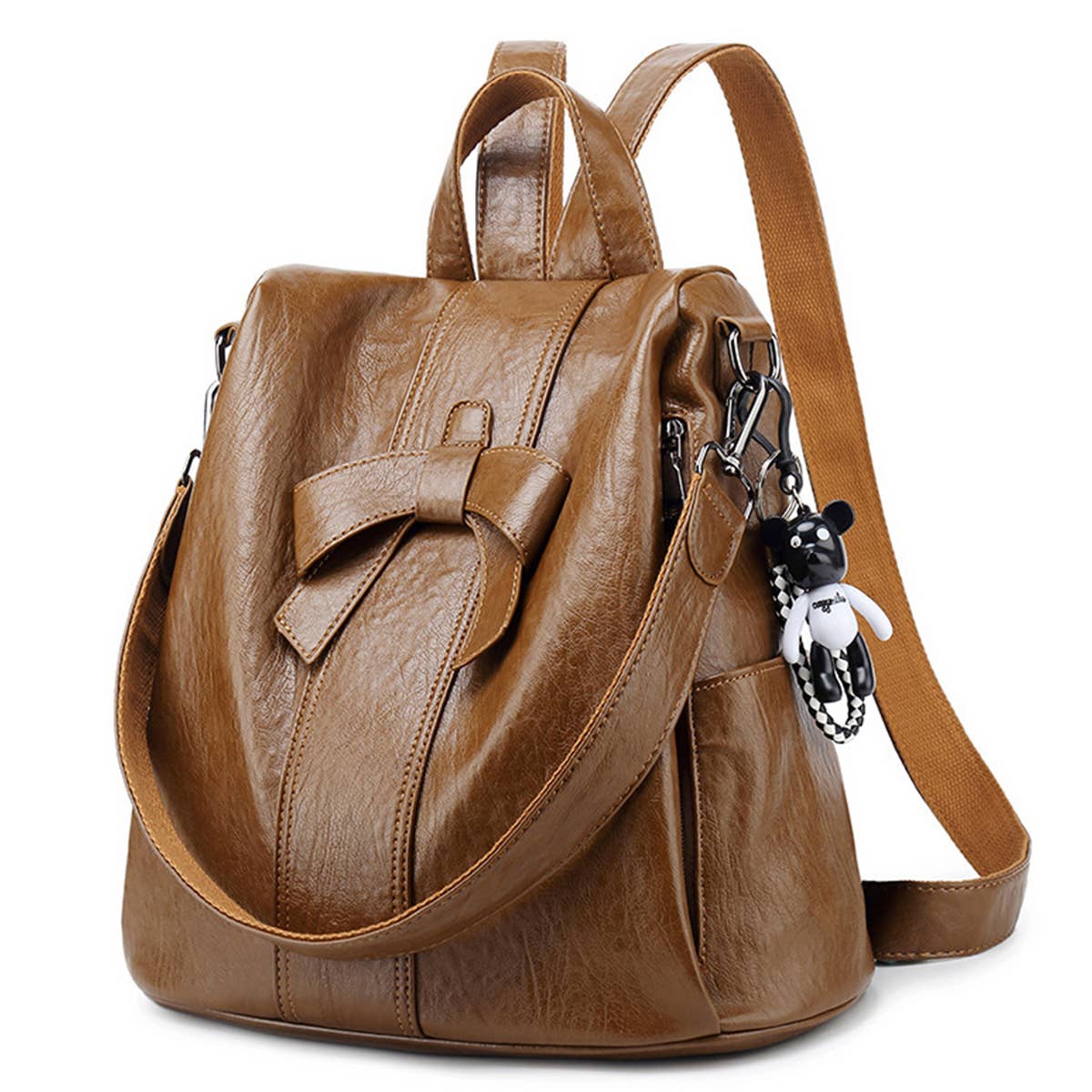 LEATHER BACKPACK WOMEN BOW DECORATION CROSSBODY BAG_CWAB0721