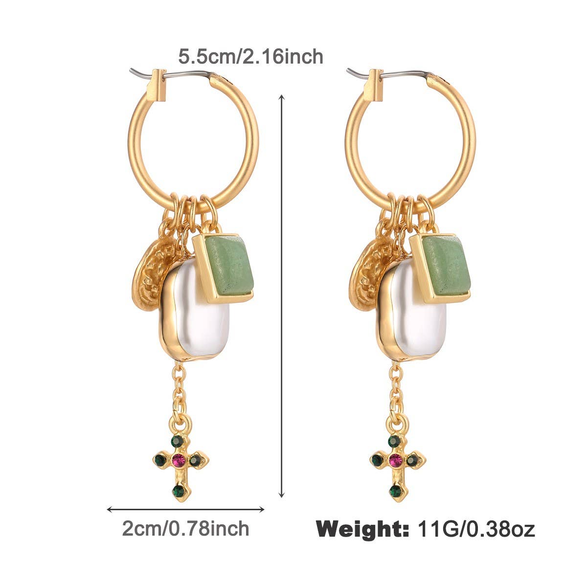 FASHIONABLE PEARL GOLD RIMMED ZINC ALLOY EARRINGS_CWAJE2814