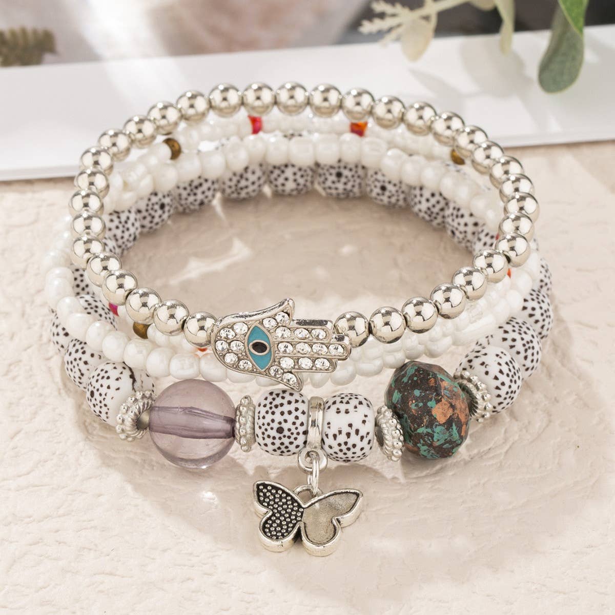 CHAIN ETHNIC STYLE MULTI LAYER RICE BEAD BRACELET_CWAHA2477