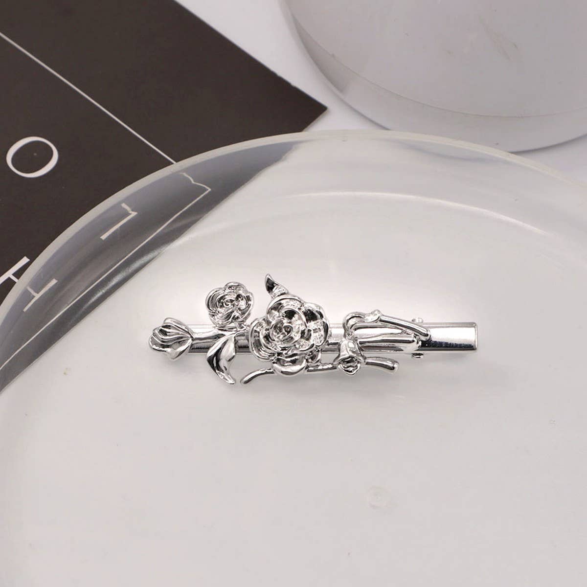 METAL ROSE HAIRPIN SIDE BANGS DUCKBILL CLIP_CWAHA4646