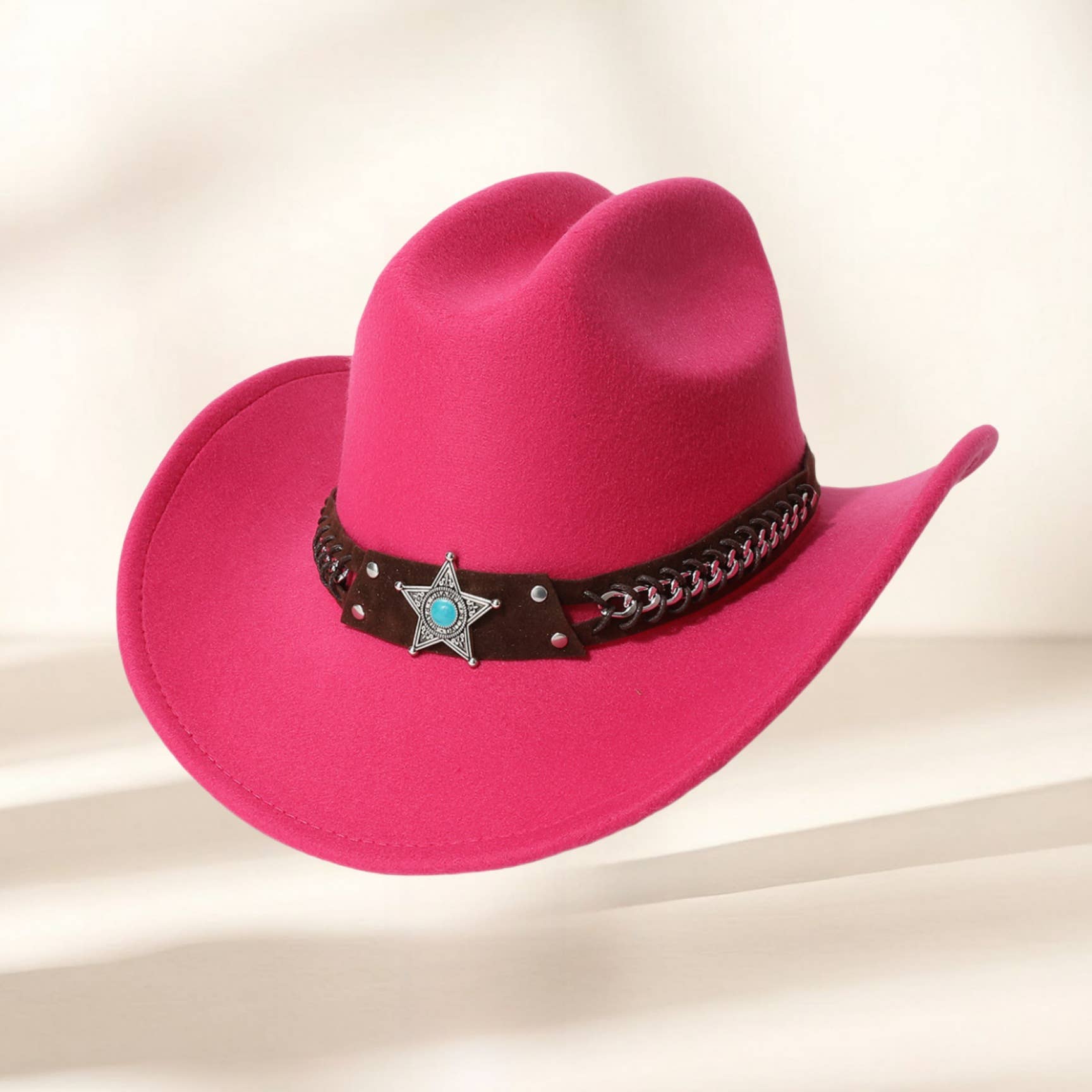 STAR DECOR WESTERN COWBOY FELT SUN HAT_CWAH3650