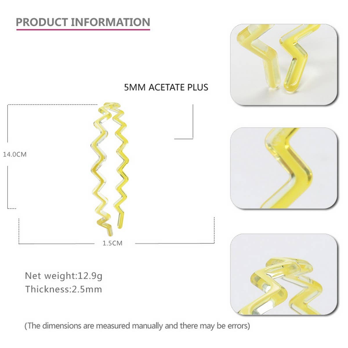 ACETATE LIGHTNING HAIRPIN SIDE CLIP HAIRBAND_CWAHA4224