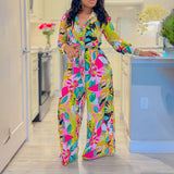 PRINTED TIE SHIRT WIDE LEG PANTS TWO PIECE SET_CWSTB1139