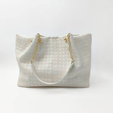 Women Solid Color Plaid Tote Bag_Cwab1594