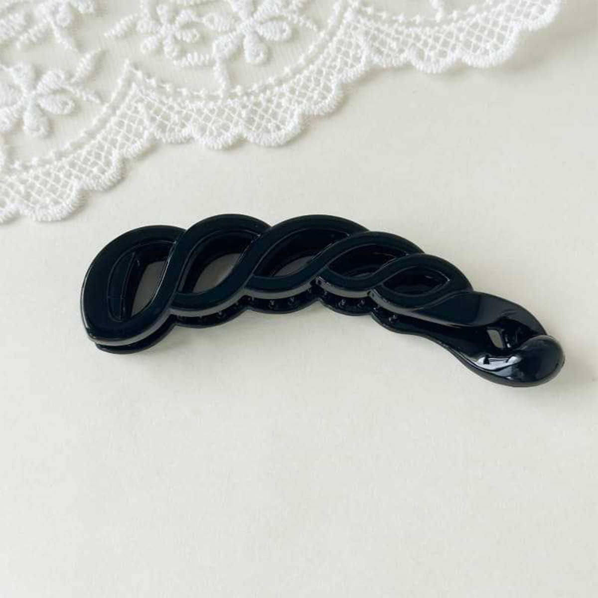 Bow Banana Hair Clip Elegant Ponytail Holder_Cwaha07559