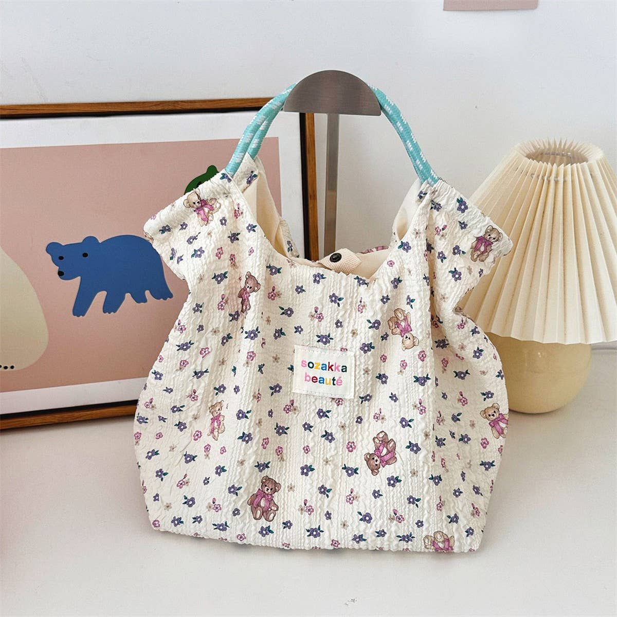 Cwab3909_Cartoon Embossed Canvas Commuter Handbag