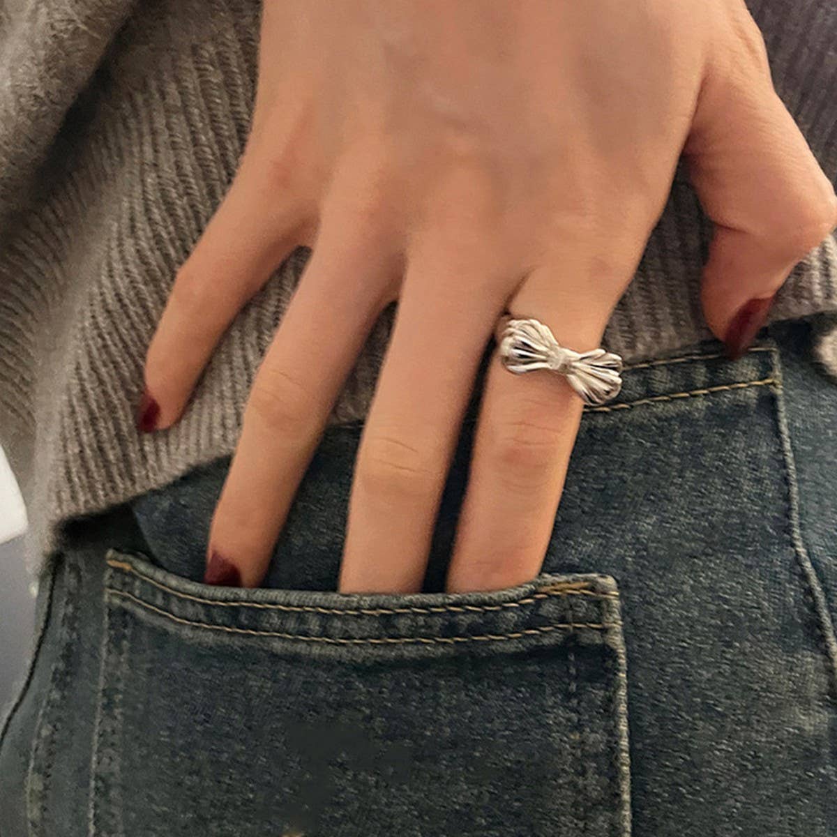 EXQUISITE HIGH GRADE BOWKNOT OPEN RING FOR WOMEN_CWAJE3095